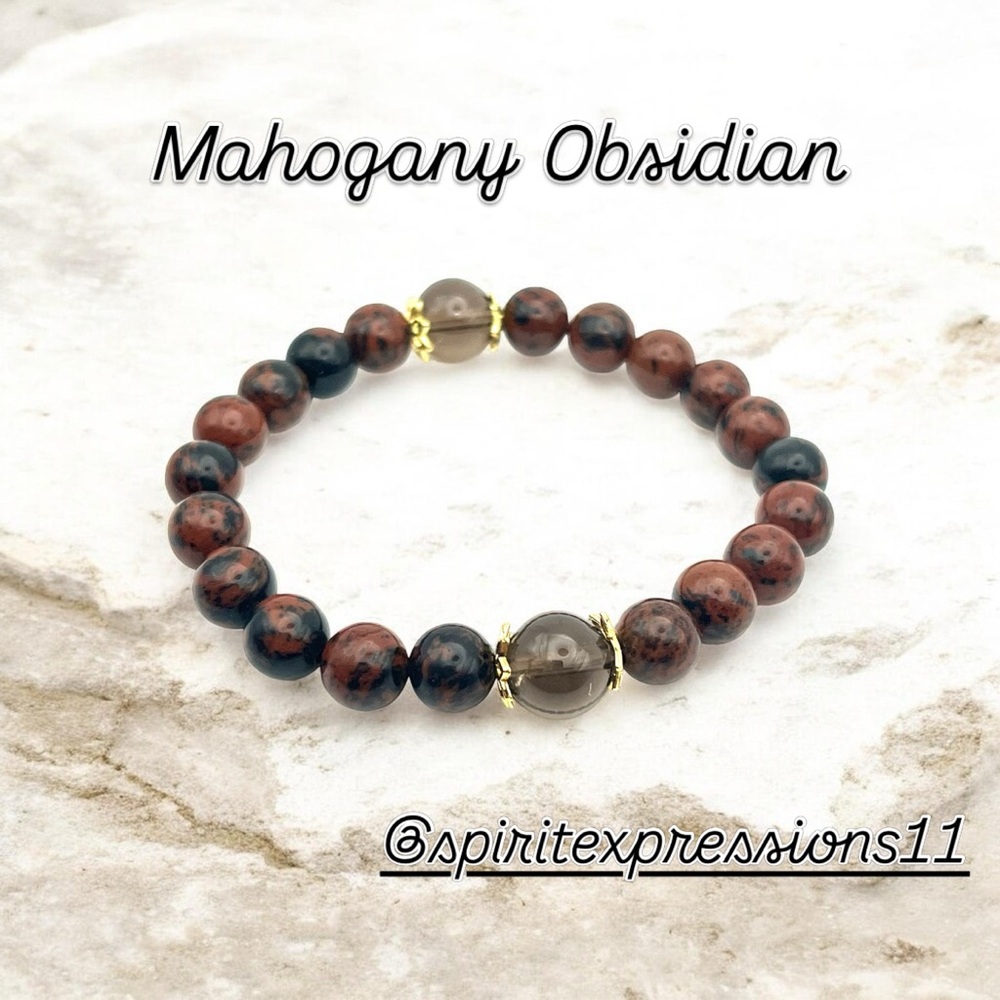 Mahogany Obsidian Beaded Bracelet